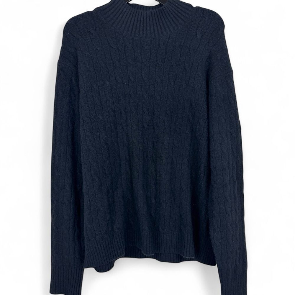 J. Crew Cable-knit Mockneck Sweater Extra-soft Yarn Black M